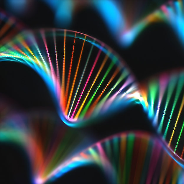 Rainbow colored DNA helix illustration